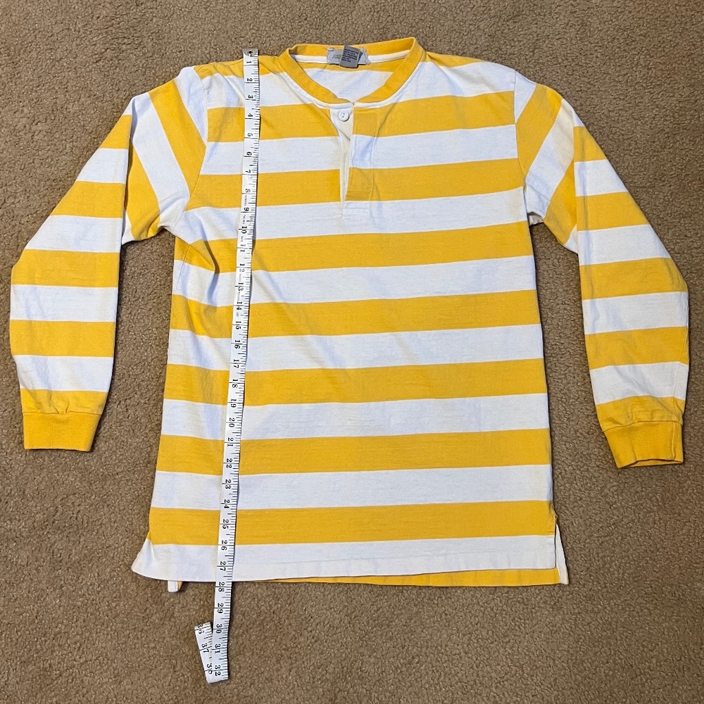 White/Yellow Striped Long Sleeve Beach Shirt